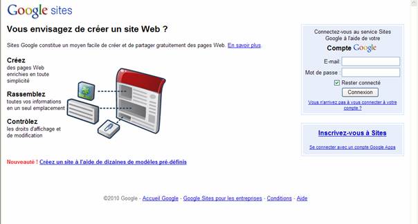 Créer son site avec Google Sites