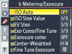Sous-menus du Nikon D200